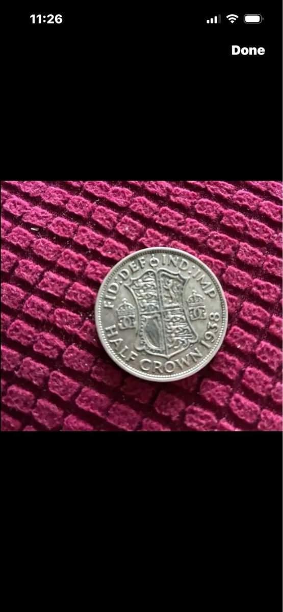 Rare 1938 Silver Half Crown - Image 1
