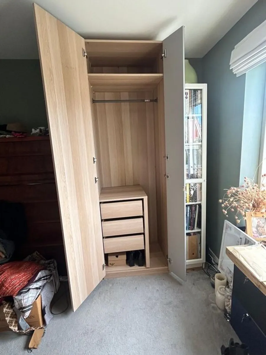 IKEA Pax wardrobe with mirror, shelves and drawers - Image 1