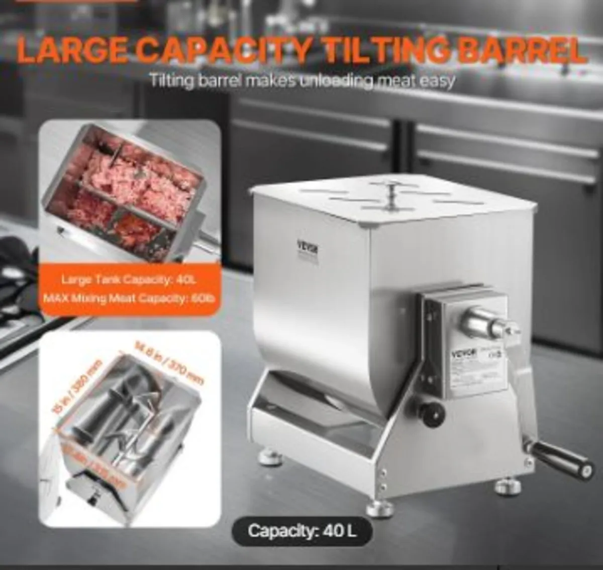 Manual Meat Mixer, 40L - Image 2