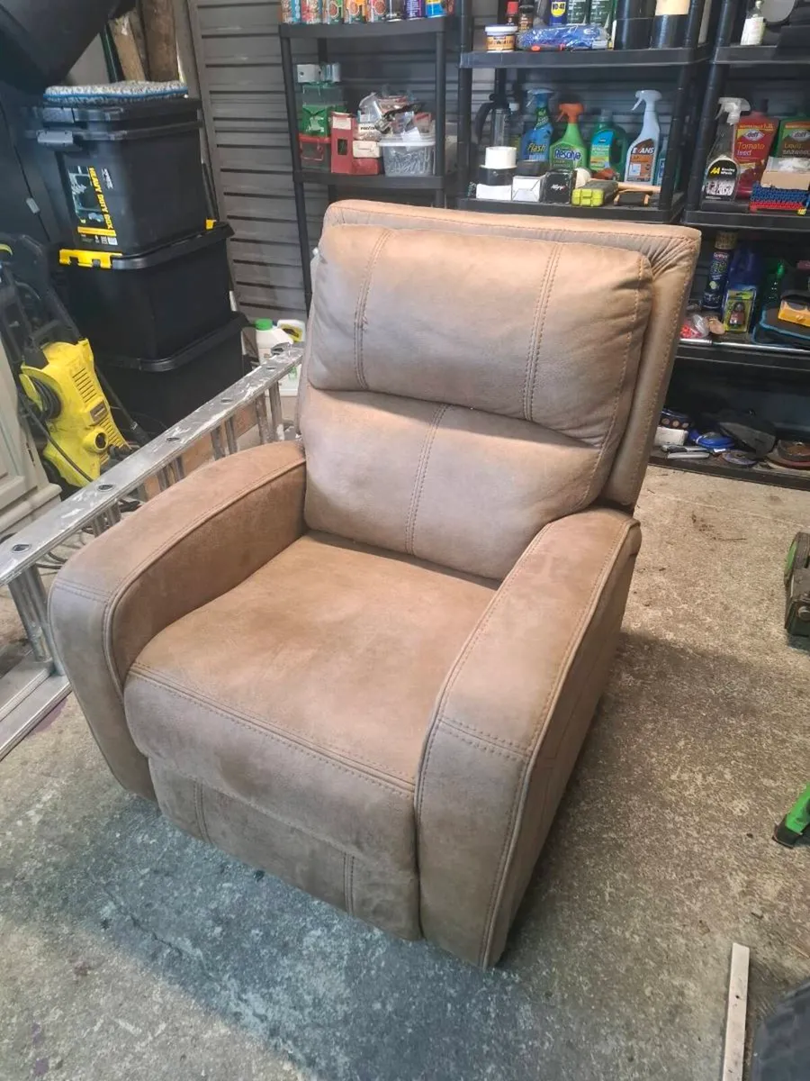 full suade brown beige recliner - Image 1