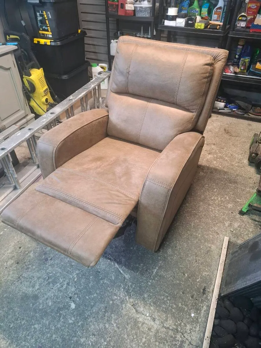 full suade brown beige recliner - Image 2