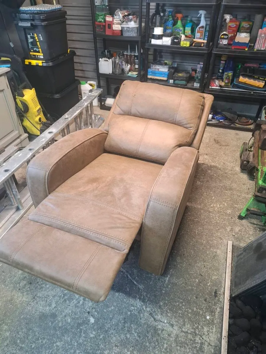 full suade brown beige recliner - Image 3
