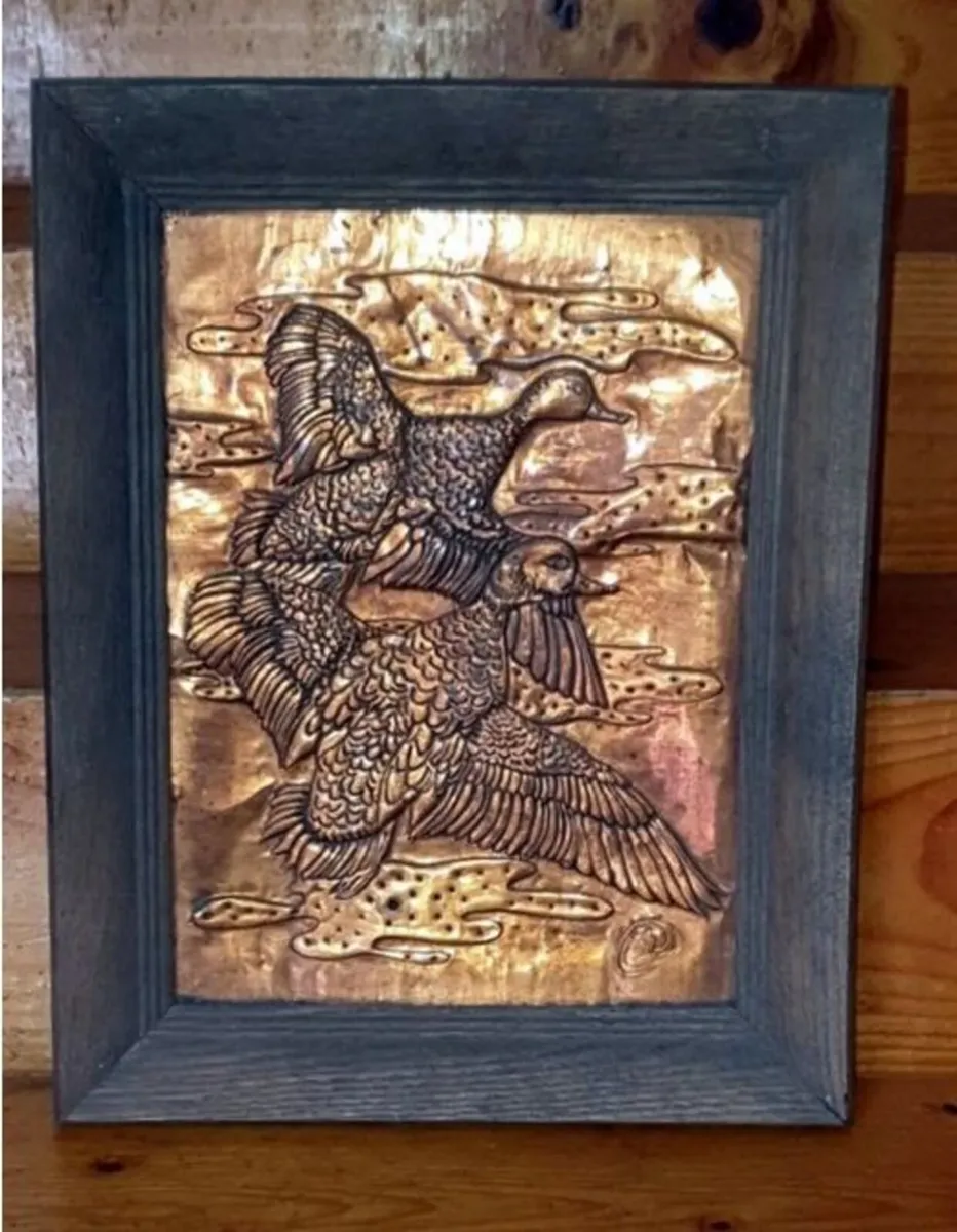Vintage Mid-Century Copper Relief Duck Wall Art - Image 4