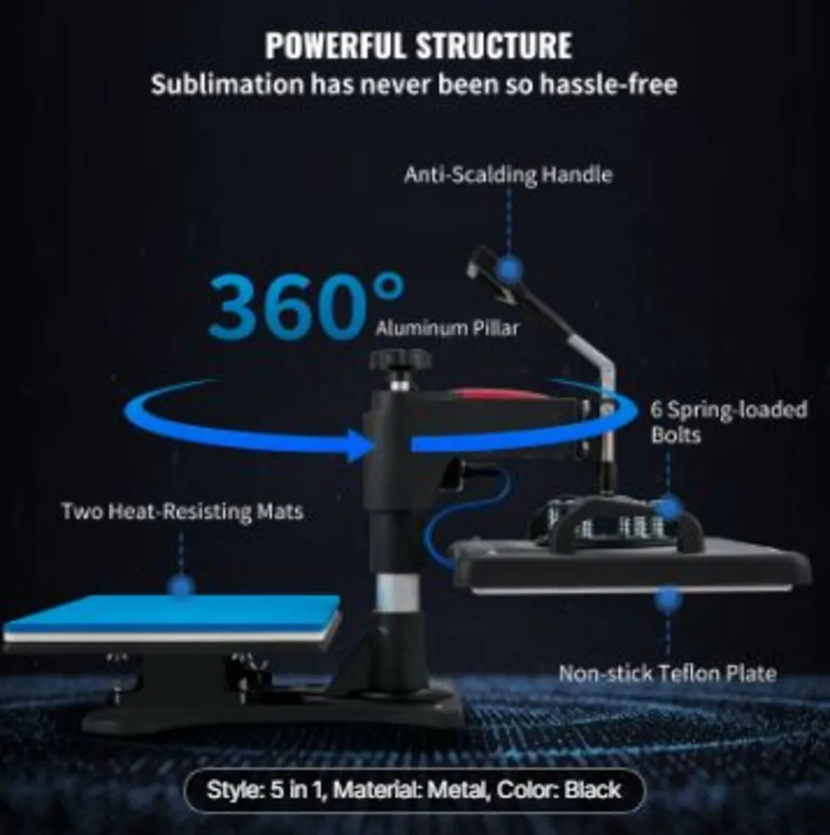 Heat Press, 5 in 1 Heat Press Machine - Image 2