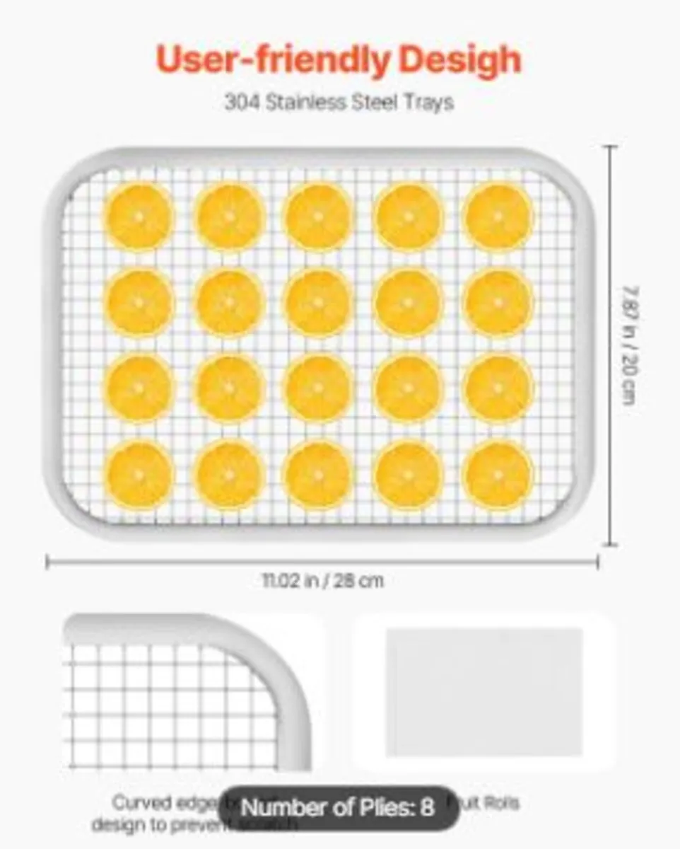Food Dehydrator Machine, 8 Stainless Steel Trays - Image 2