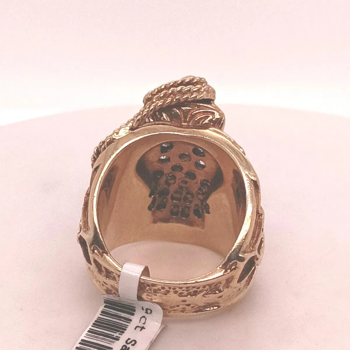 Large Heavy Saddle Ring, 9k Yellow Gold & Zirconia - Image 1
