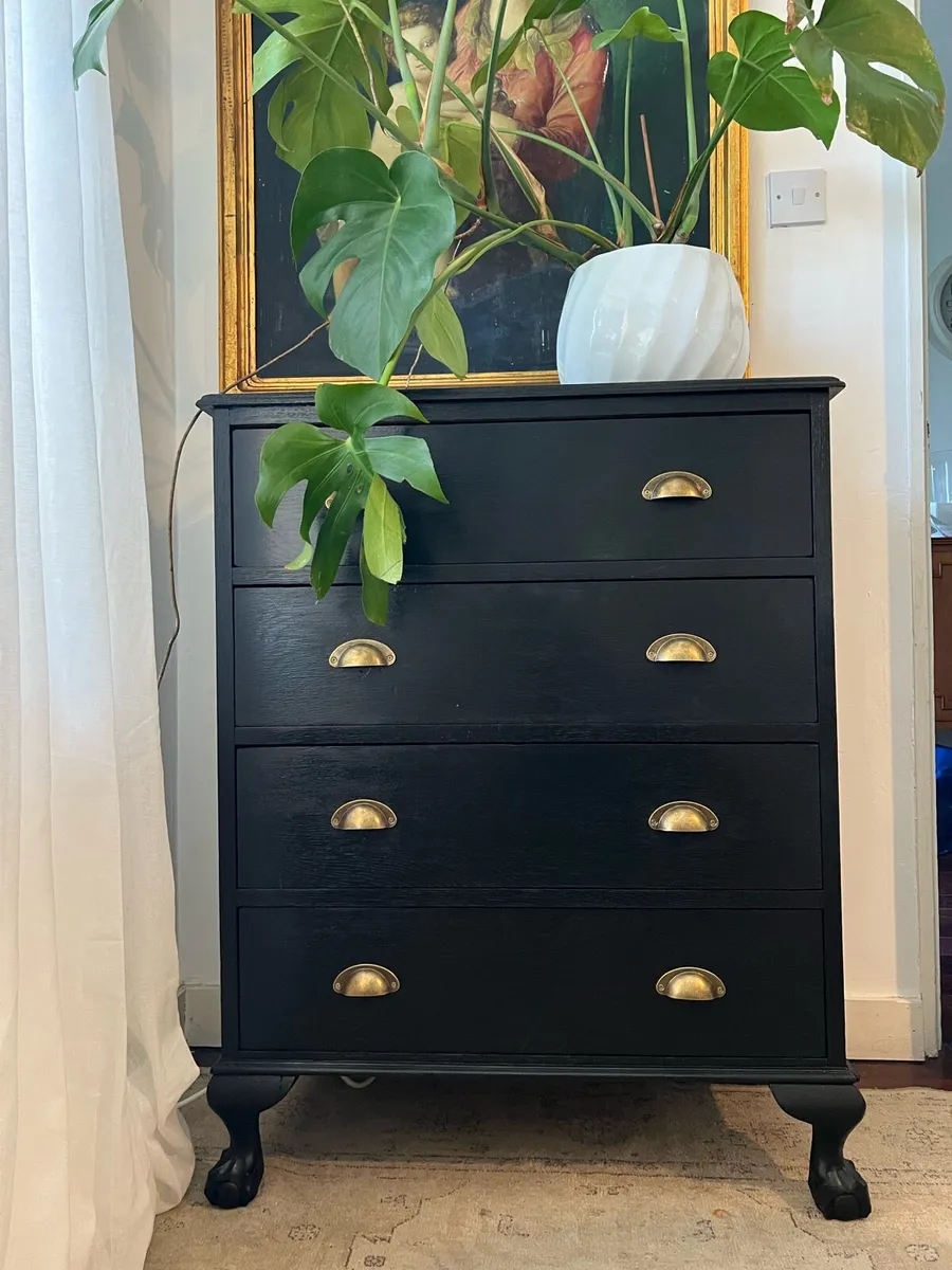 Ebonized antique oak chest of drawers - Image 1