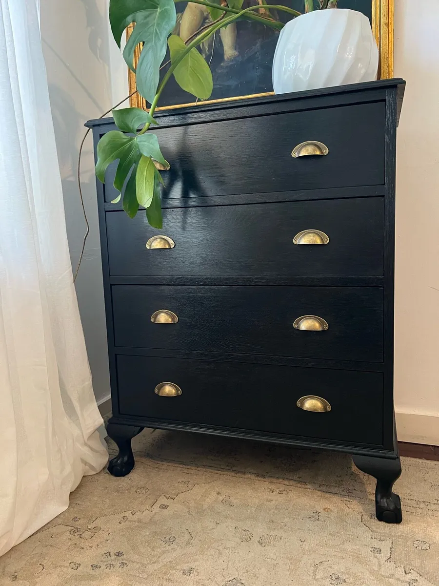 Ebonized antique oak chest of drawers - Image 2