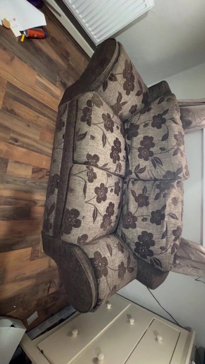 Brown 2 seater sofa - Image 2
