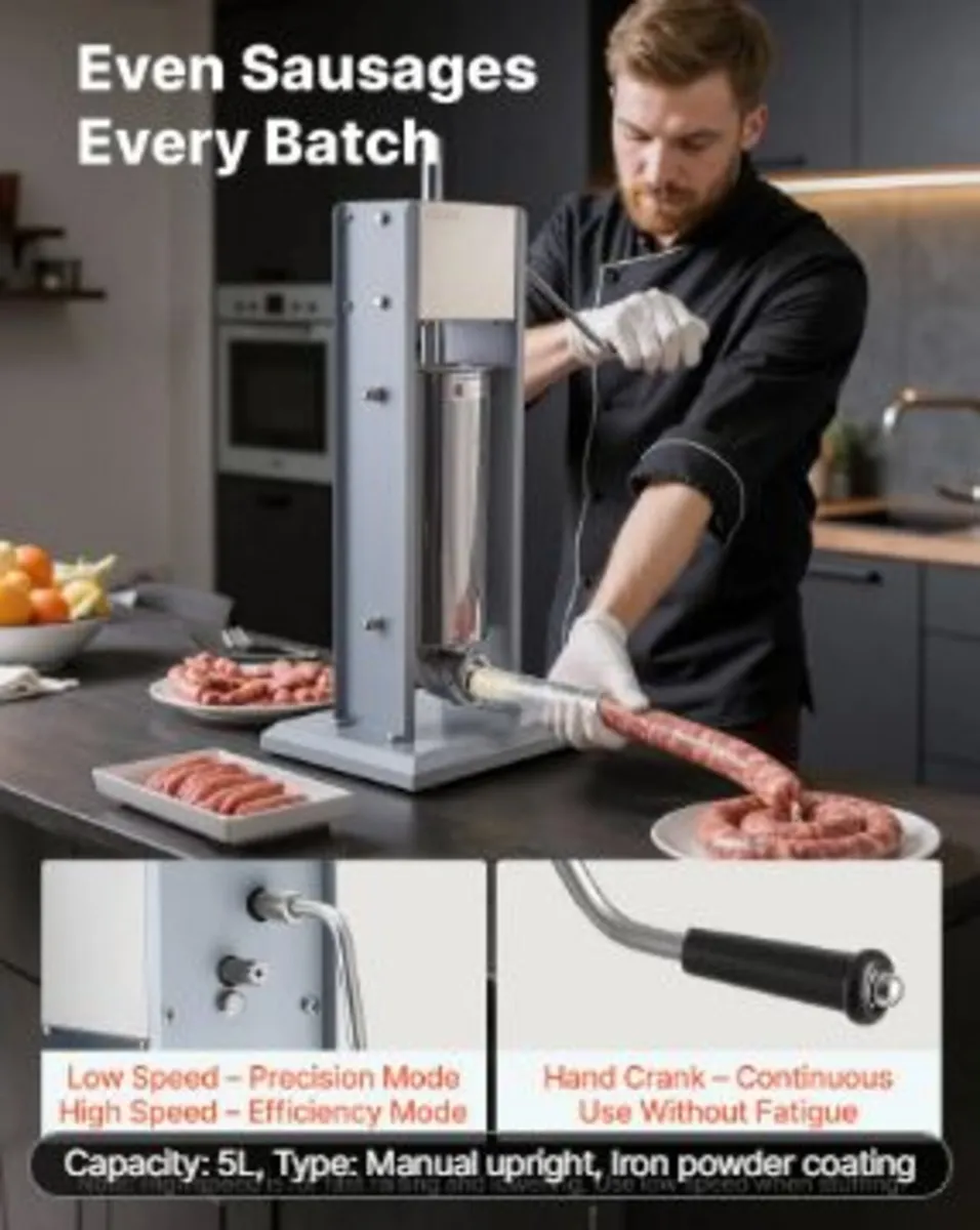 Manual Sausage Stuffer, 11 LBS / 5 L Vertical Mea - Image 2
