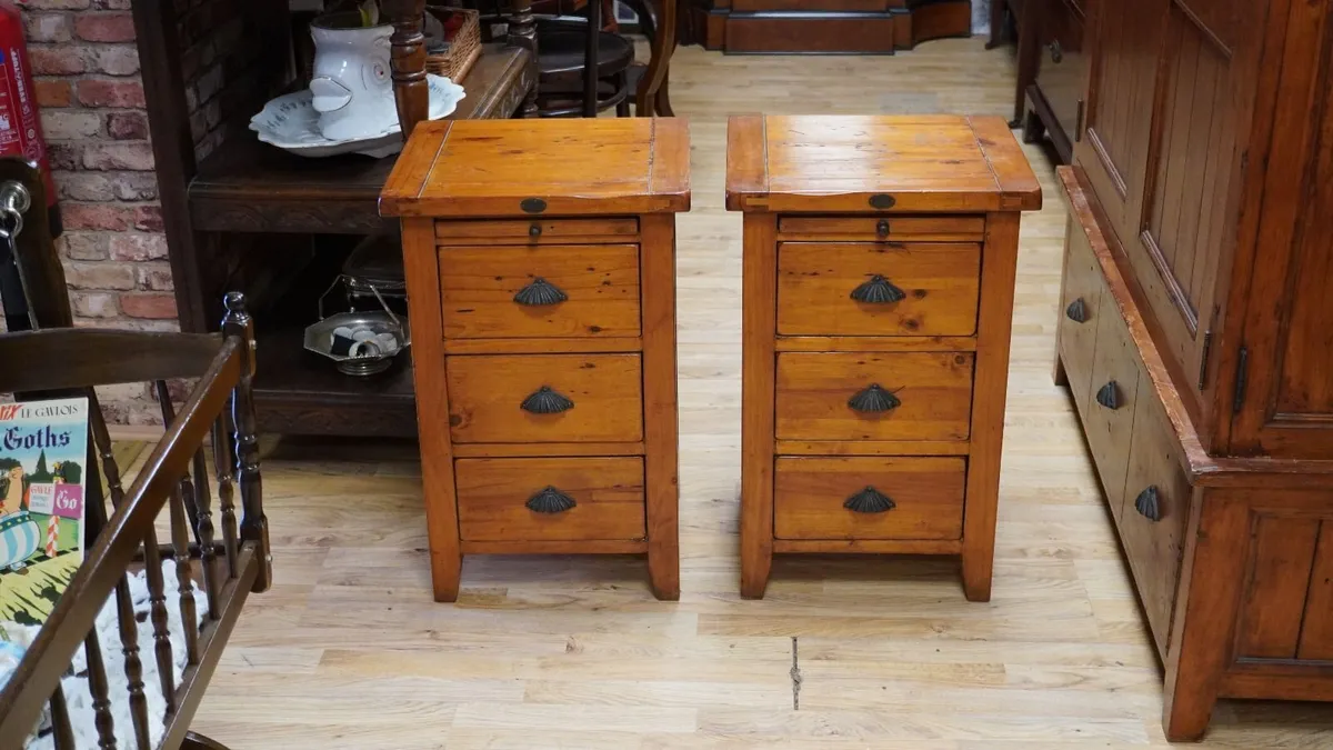 Pair of Irish Coast Reclaimed Wood Bedside Cabinet - Image 1