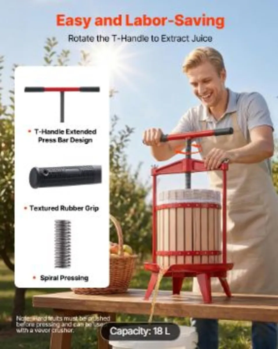 Fruit Wine Press, 4.75Gal/18L Manual Juice Maker - Image 4
