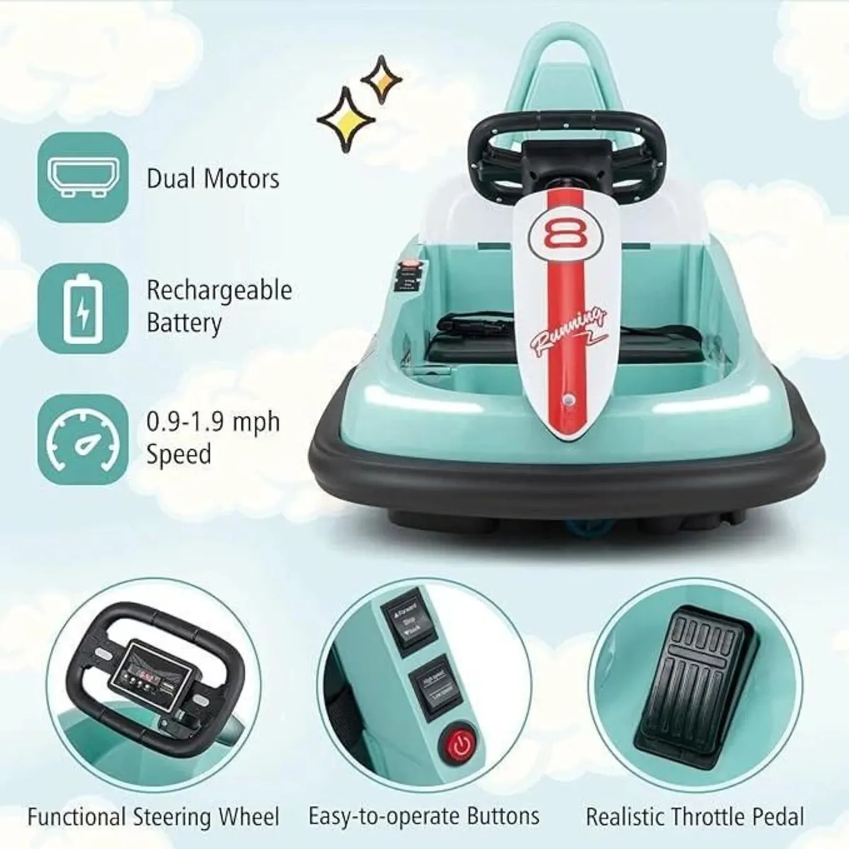 BumperBoo 6V Bumper Car Green - Image 2