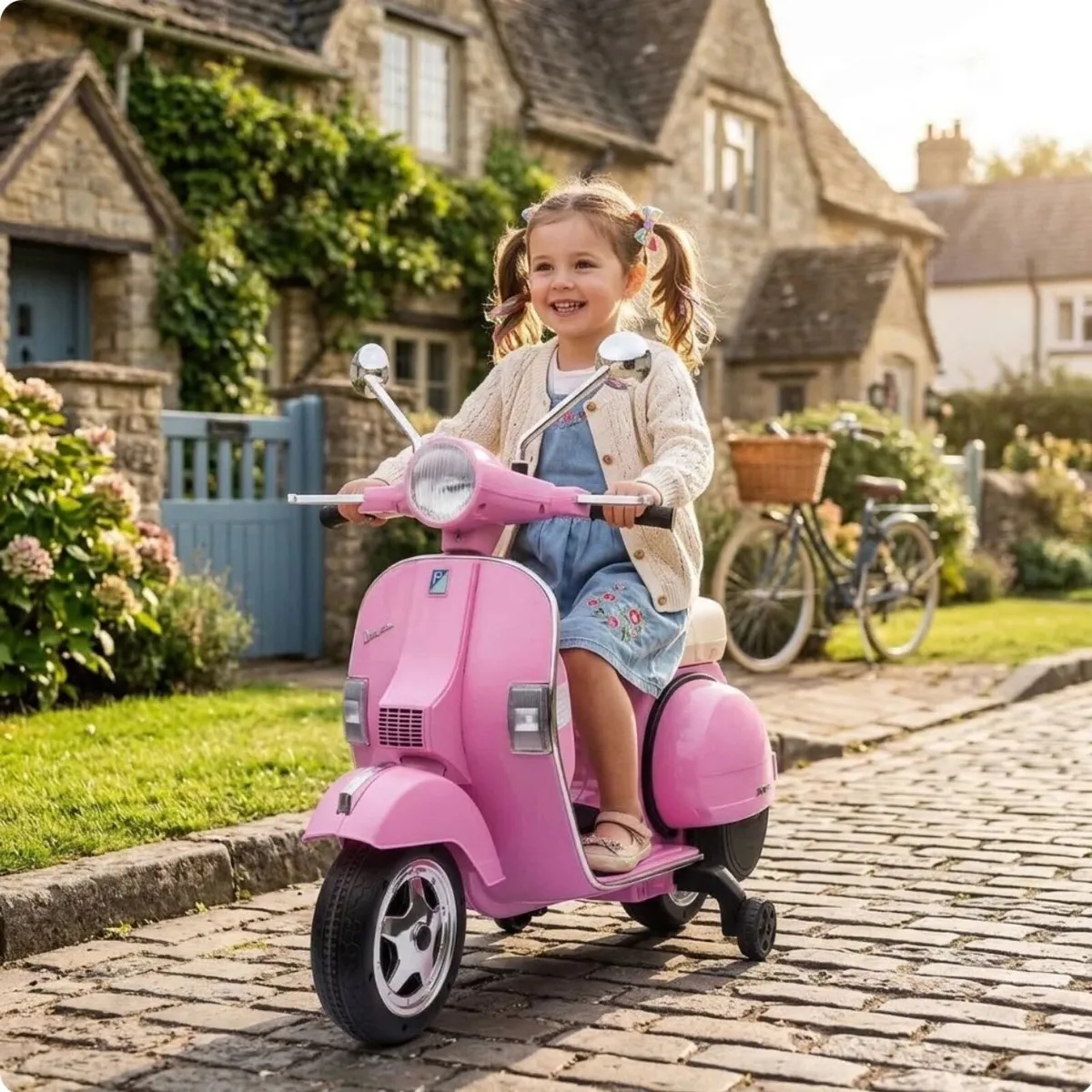 Licensed Vespa 12V Electric Ride On Motorbike Pink - Image 1
