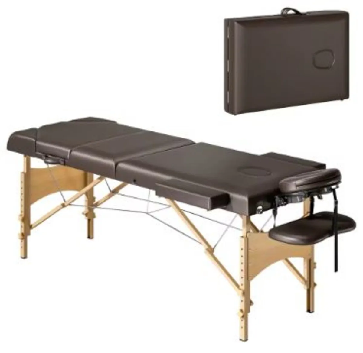 3-Zone Folding Wooden Massage Table with Adjustab - Image 1