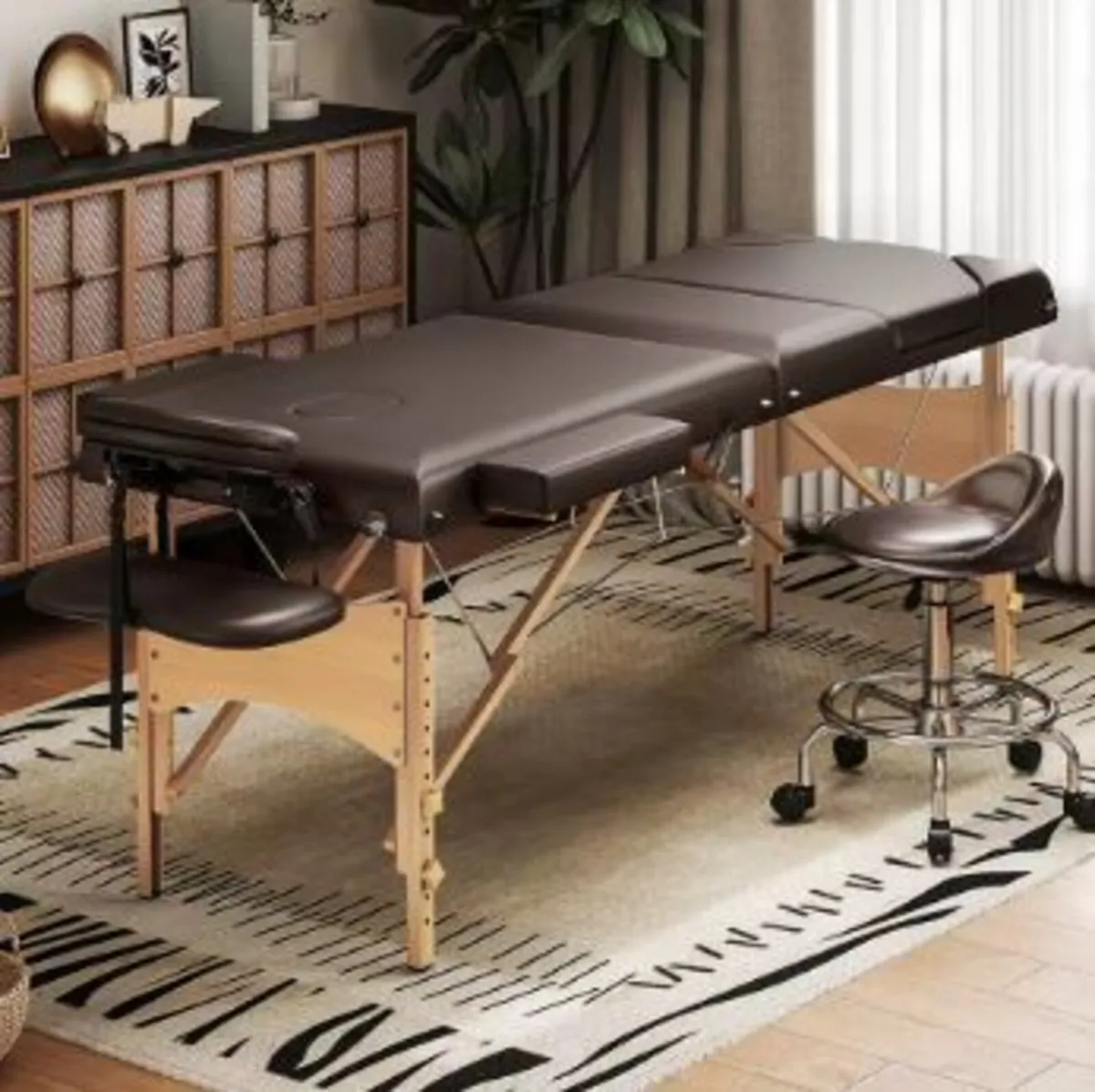 3-Zone Folding Wooden Massage Table with Adjustab - Image 4