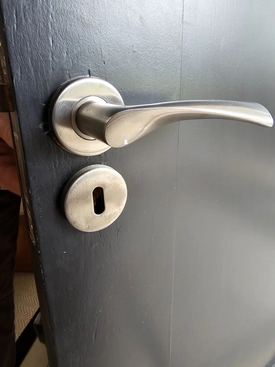 10 Brushed Chrome Door Handle sets & Escutcheons - Image 1