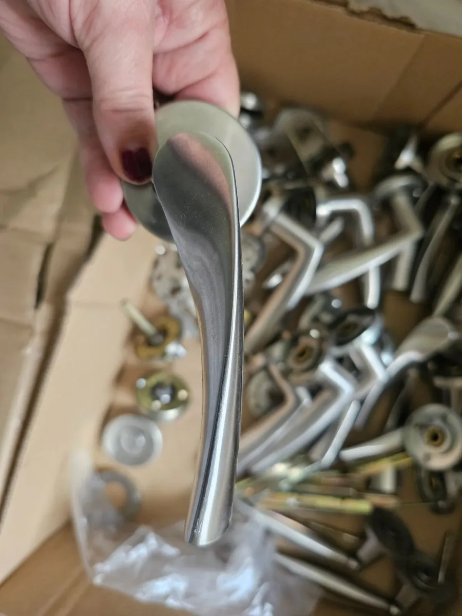 10 Brushed Chrome Door Handle sets & Escutcheons - Image 2
