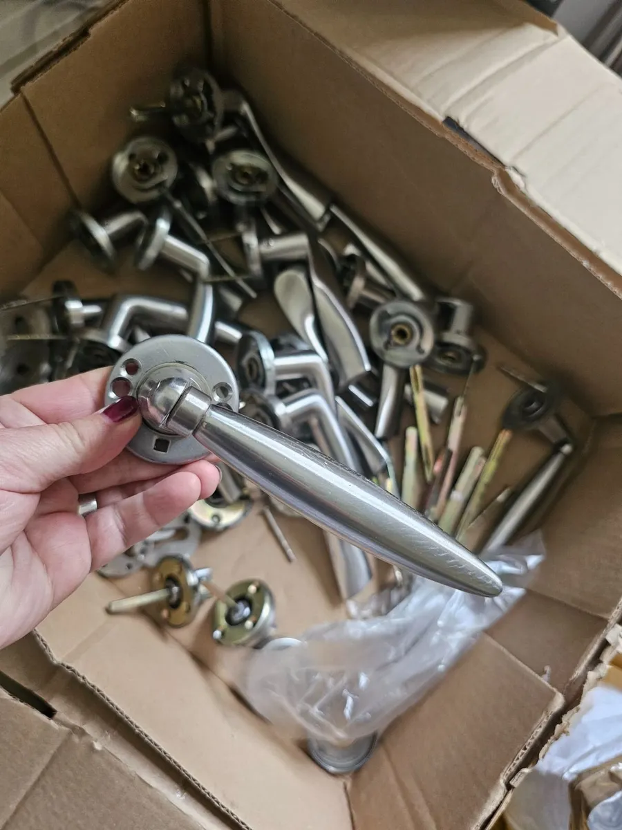 10 Brushed Chrome Door Handle sets & Escutcheons - Image 4