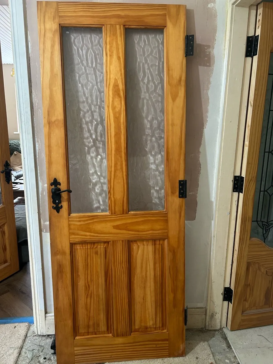 30” internal pine door with glass panels