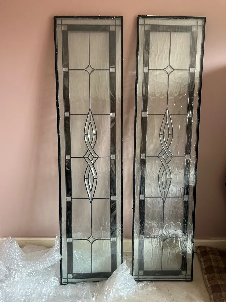 Two ornate leaded glass panels - Image 1