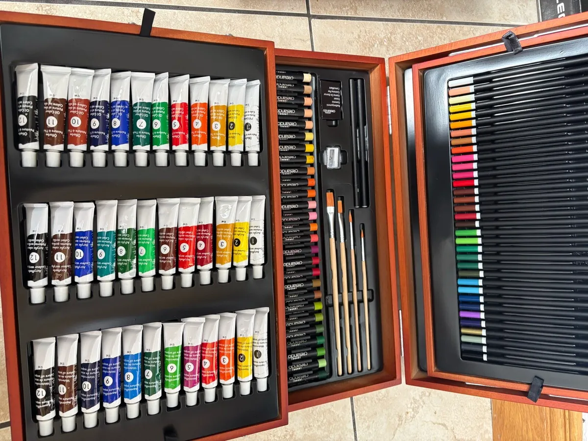 Painting set x 2 with canvas set - Image 1