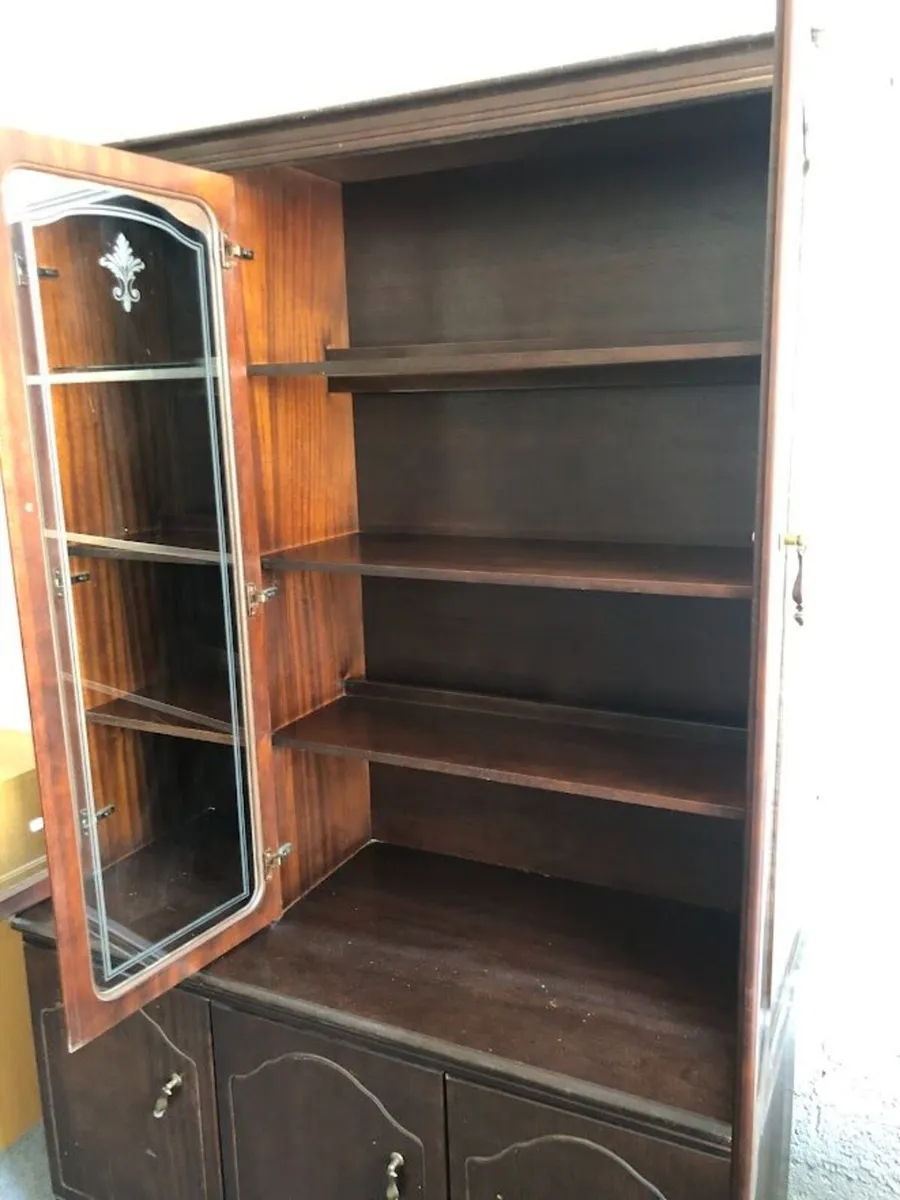 Antique Tall Glass Cabinet with Shelves - £120+VAT - Image 4