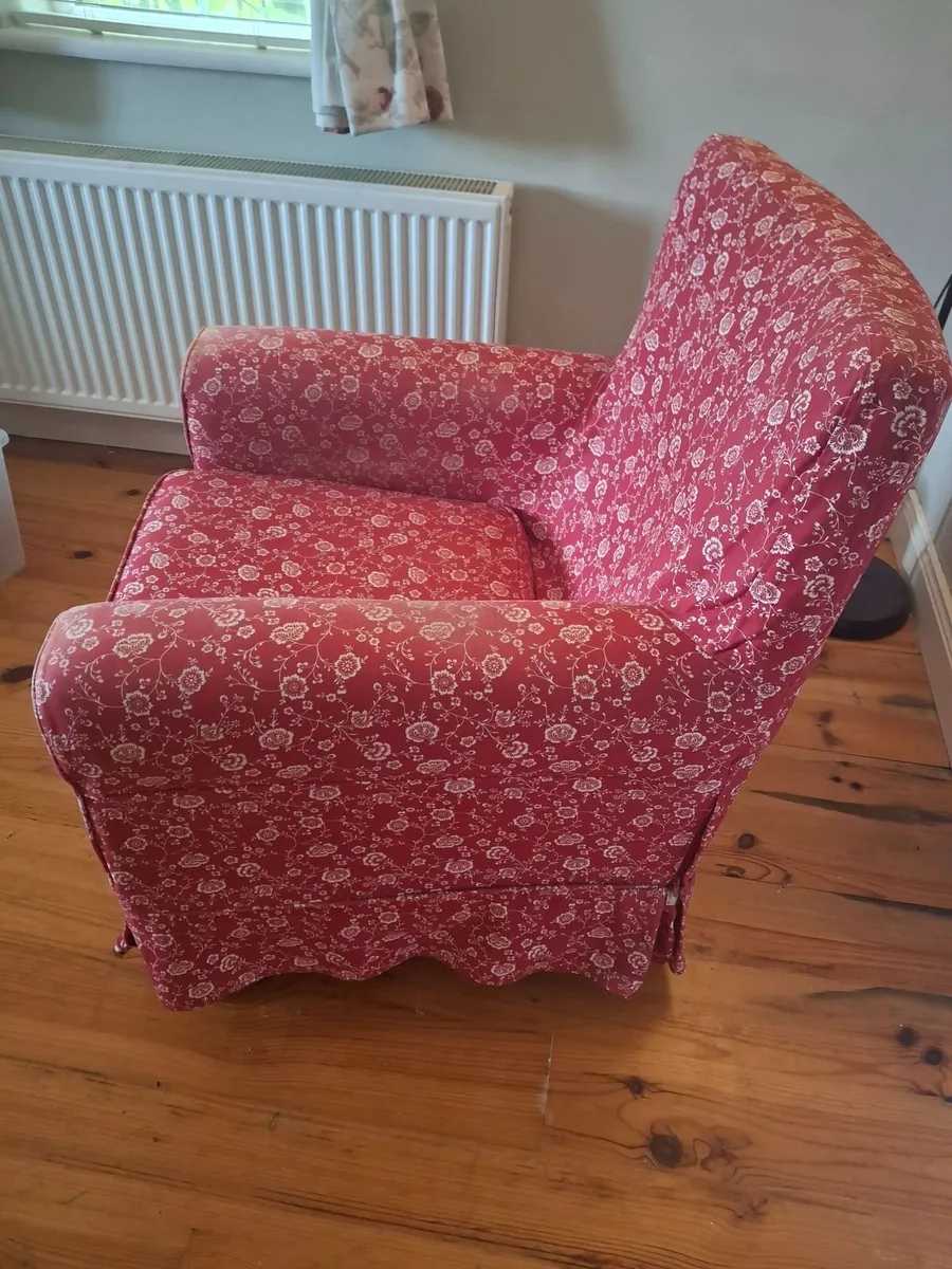 2 IKEA Jenny Lund Red & White Floral Armchairs - Image 2