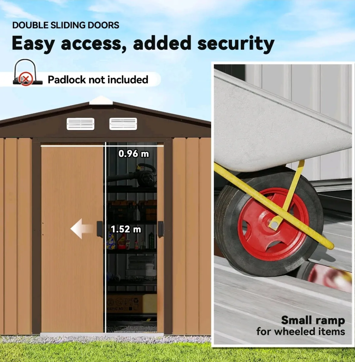 New 9 x 6ft Garden Metal Storage Shed.
Outdoor Sto - Image 4