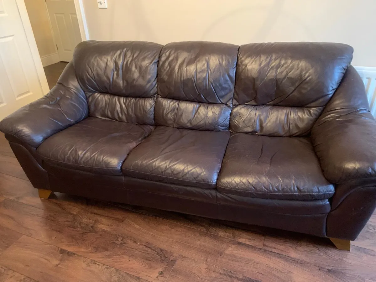 Brown leather sofa