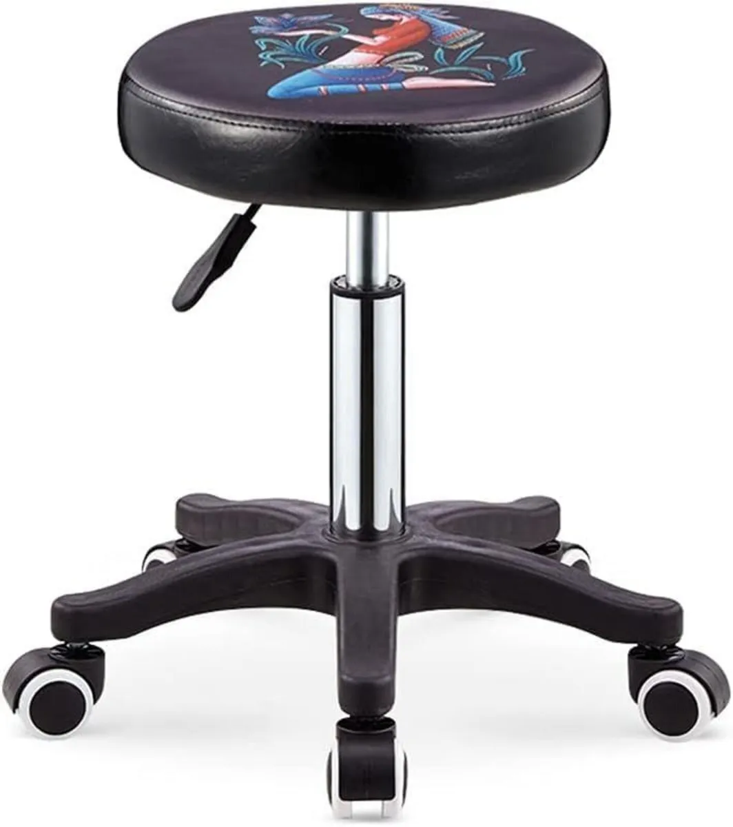 PU Leather Saddle Stool – Swivel Chair with Wheels - Image 1