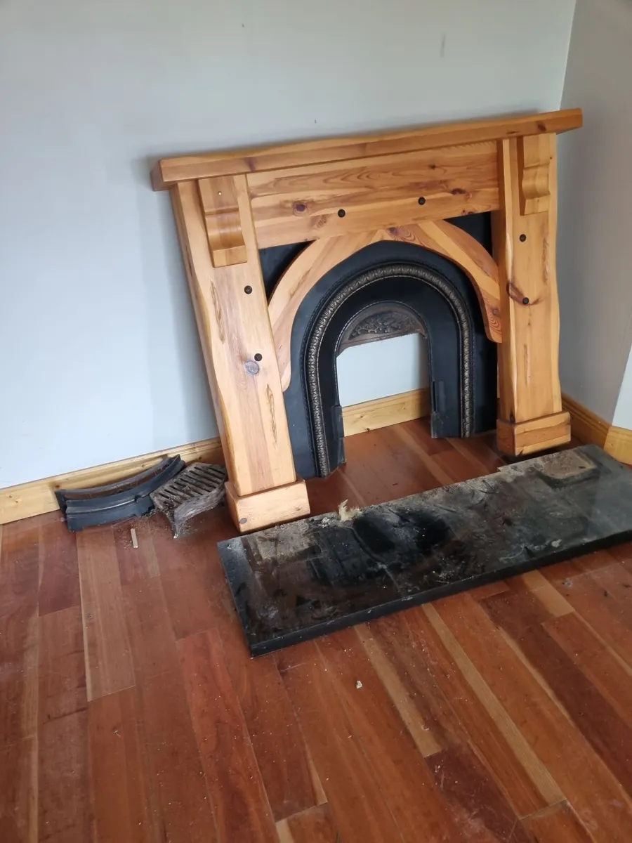 Fireplace timber, includes steel back, and granite - Image 2