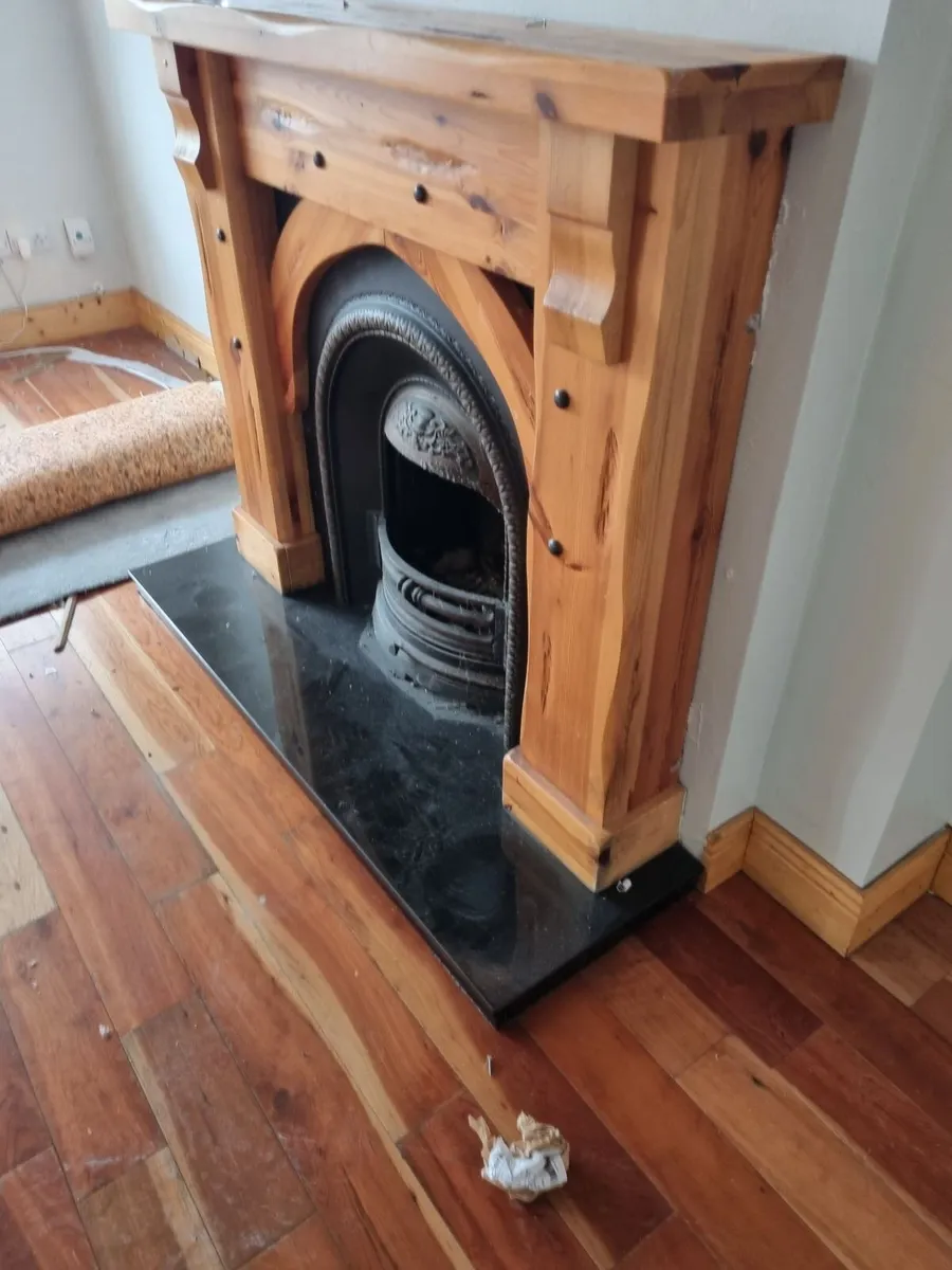 Fireplace timber, includes steel back, and granite - Image 3