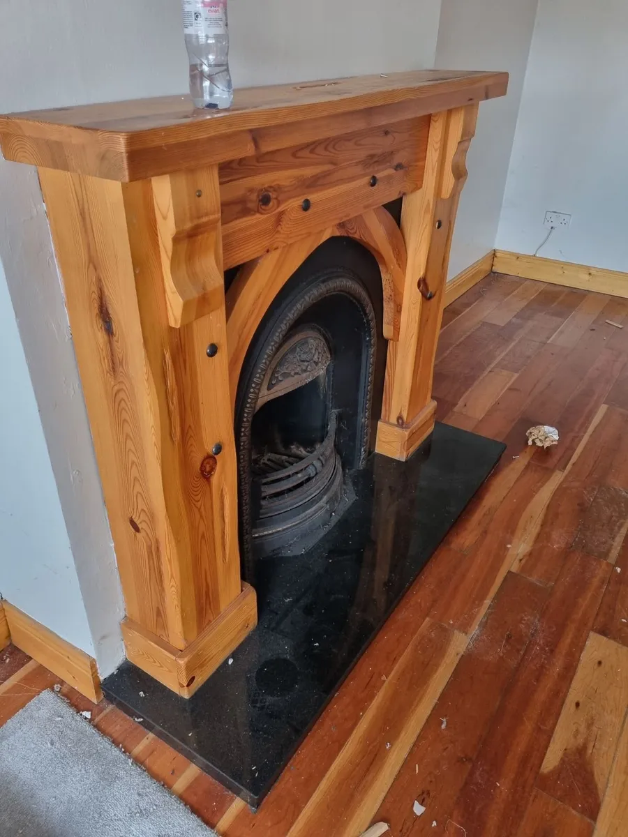 Fireplace timber, includes steel back, and granite - Image 4
