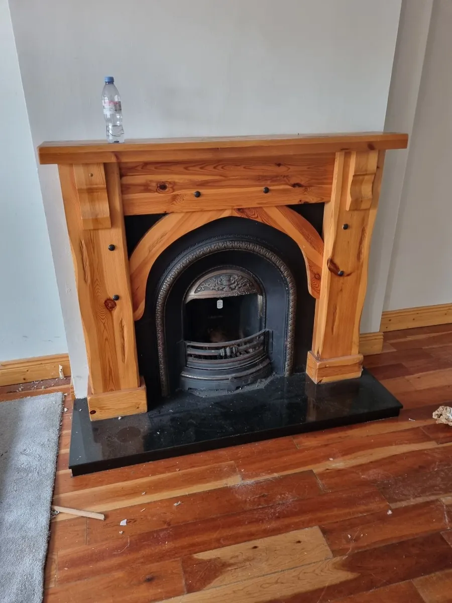Fireplace timber, includes steel back, and granite - Image 1