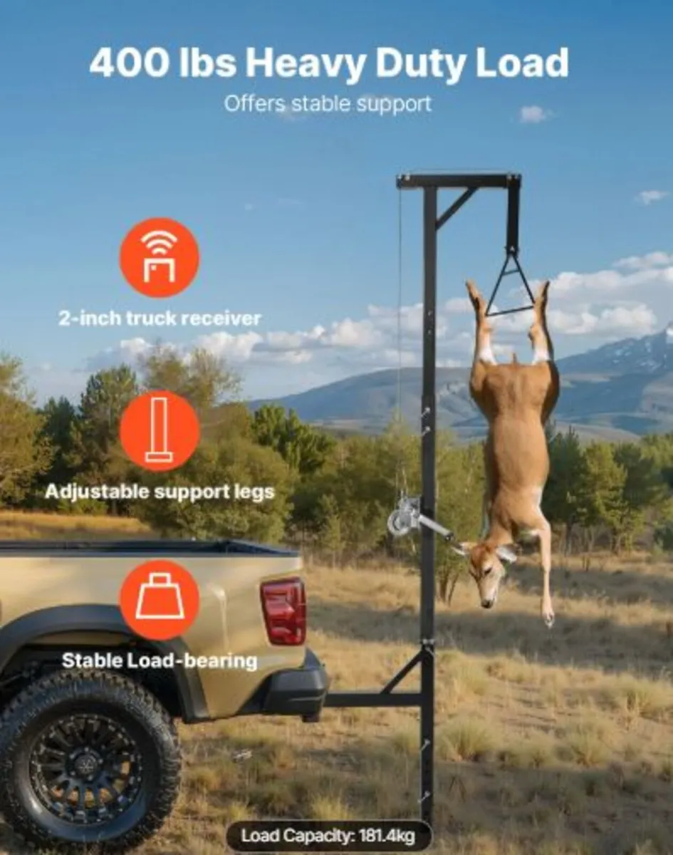 Truck Hitch Game Hoist, 400 lbs Load Capacity, - Image 2
