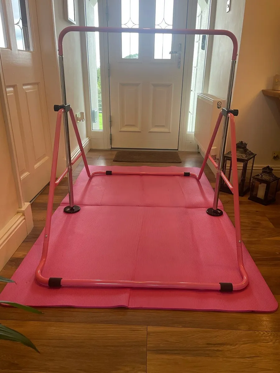Pink Gymnastics Bar with Mat - Image 1
