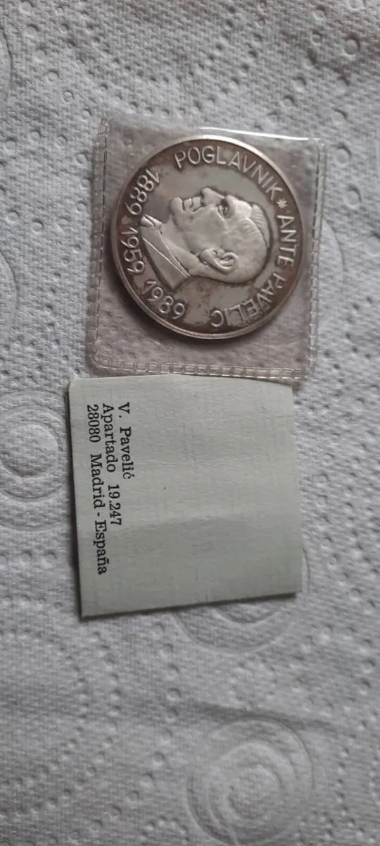 Silver coin Ante Pavelić - Image 2