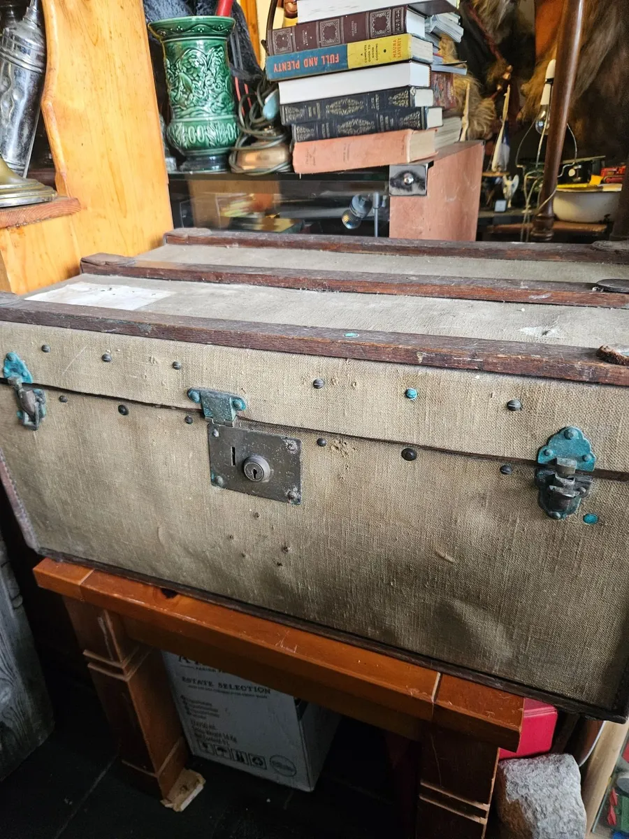 Vintage Antique Traveling Chest Trunk - Image 2