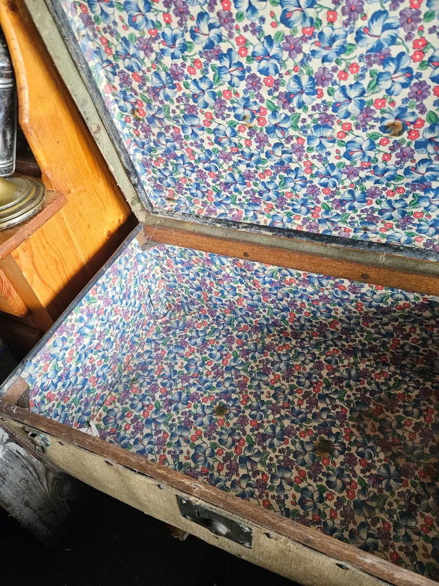 Vintage Antique Traveling Chest Trunk - Image 3