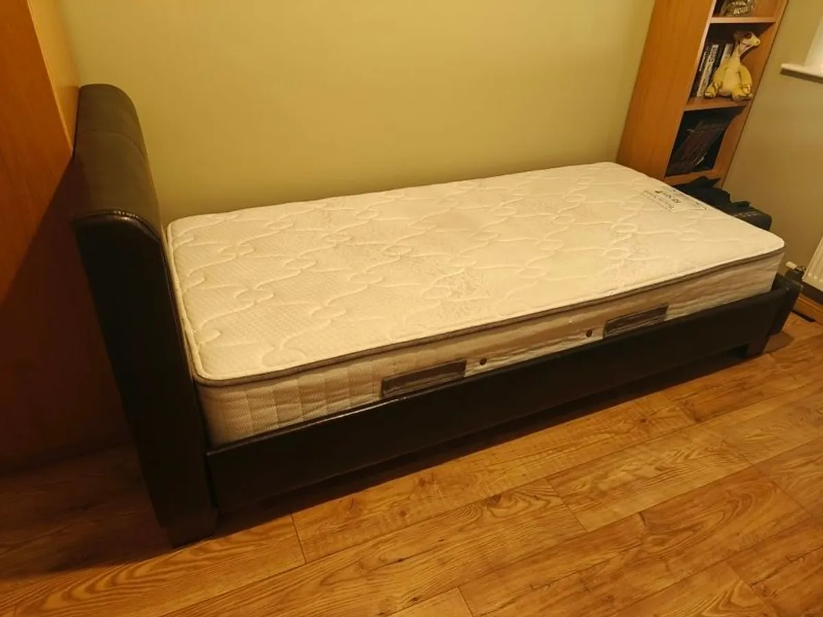 single bed frame with mattress - Image 1