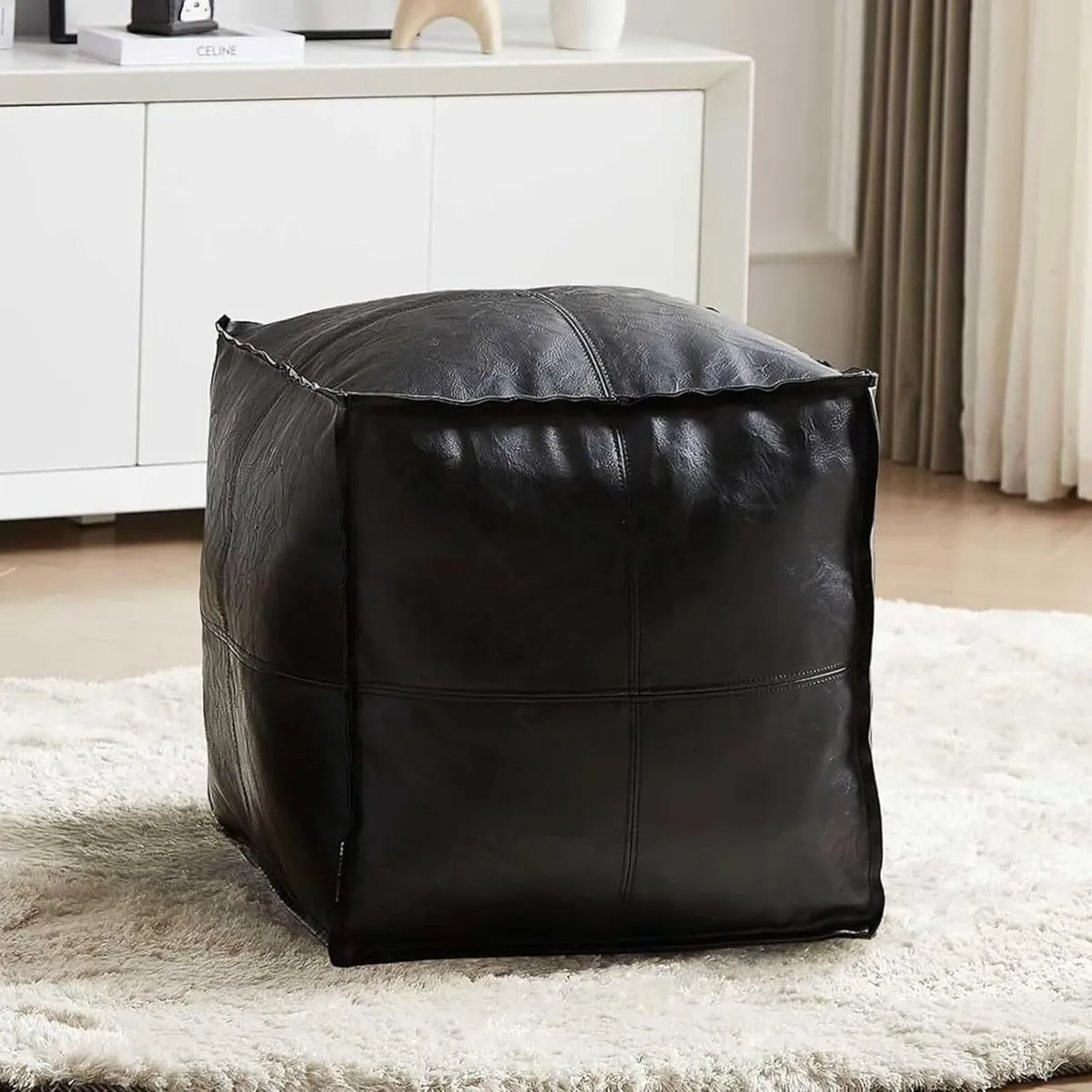 Unfilled Bean Bag Cover Brown Pouffe Medium - Image 1