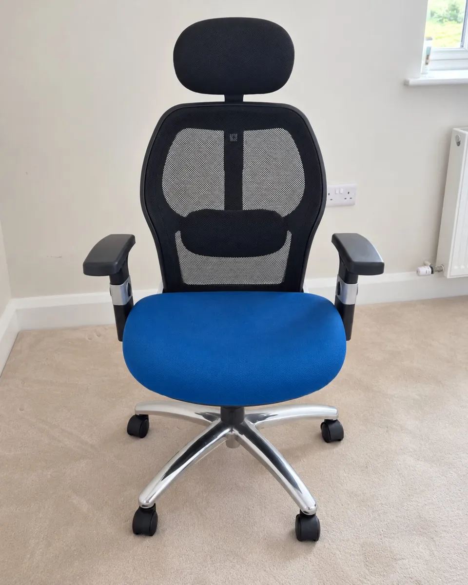 Premium Ergonomic Office Chair – Blue / Black - Image 3