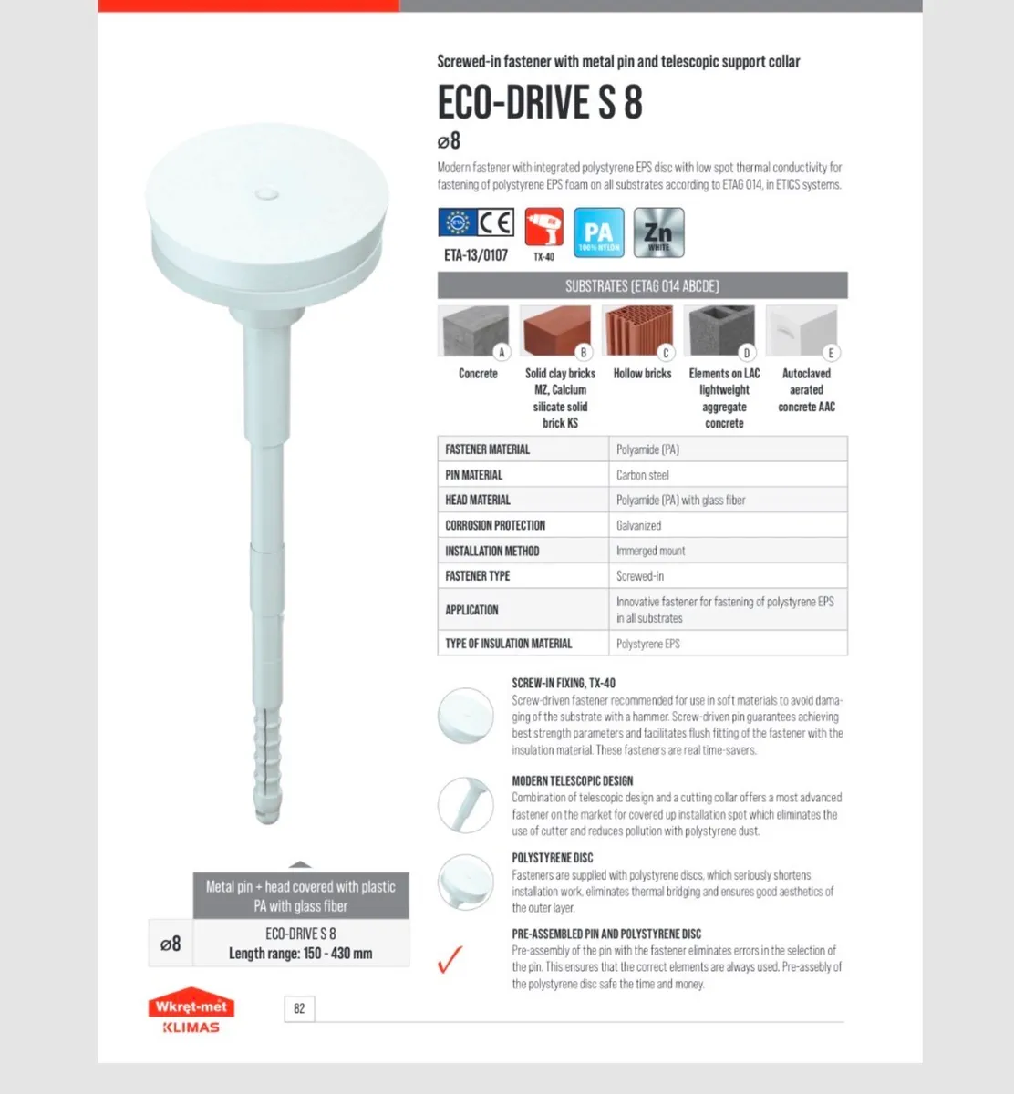 ECO-DRIVE S 8 - Screwed-in fastener with metal pin - Image 1