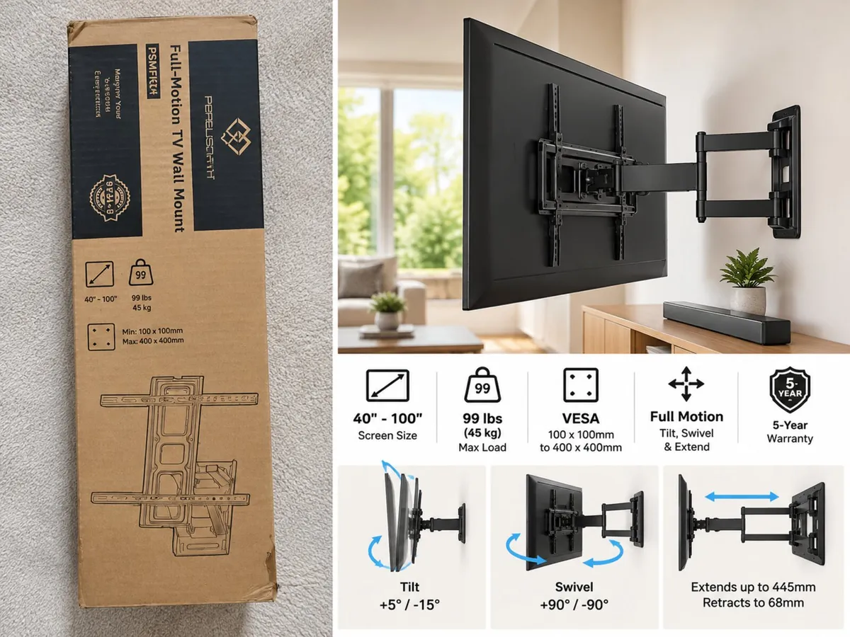 Full Motion TV Wall Bracket / Mount 40–100" TVs - Image 1