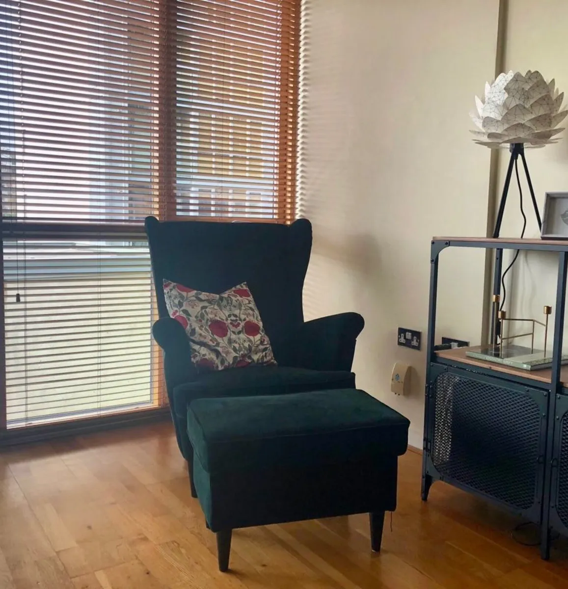 Wing chair & footstool - IKEA STRANDMON - Image 1