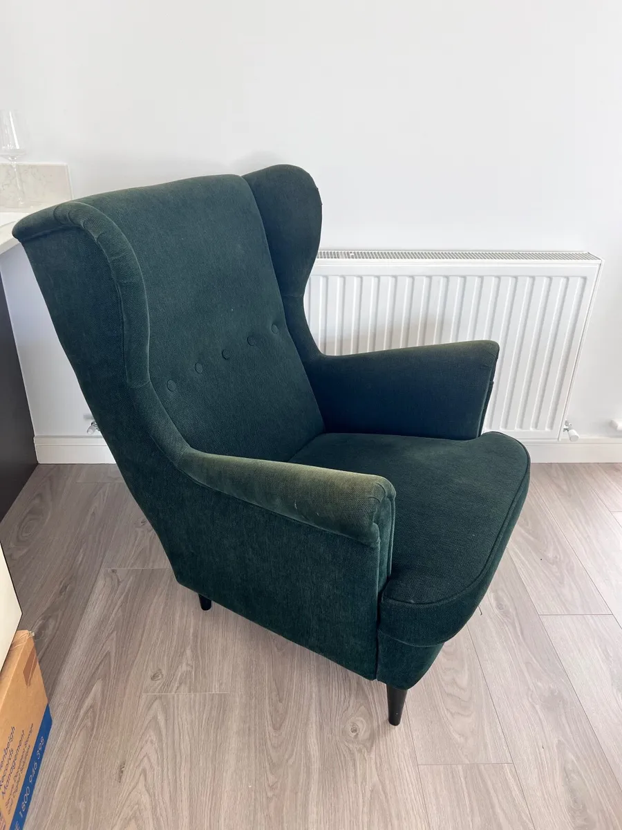 Wing chair & footstool - IKEA STRANDMON - Image 4