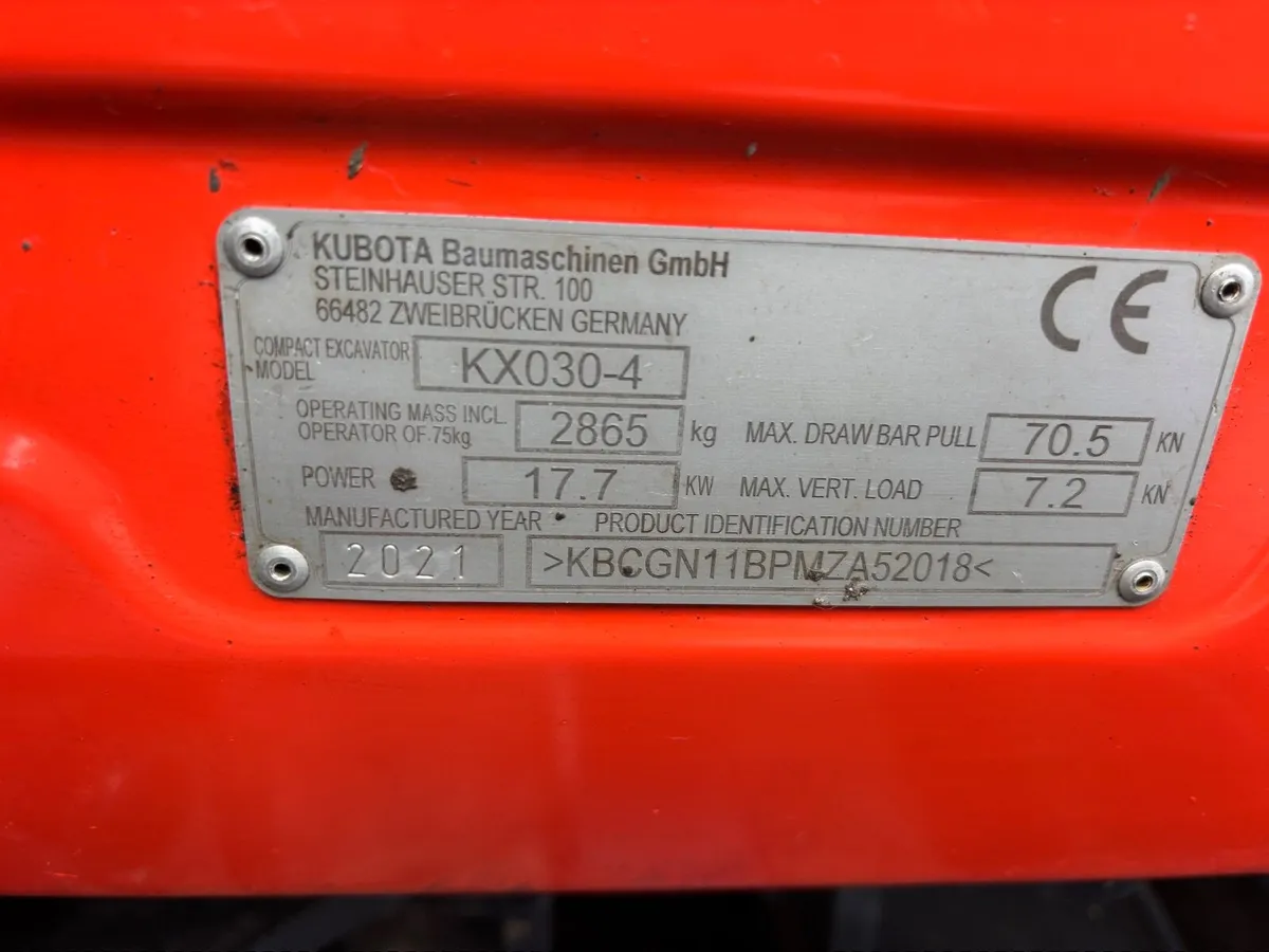 2021,KUBOTA KX 030-4 low hours - Image 4