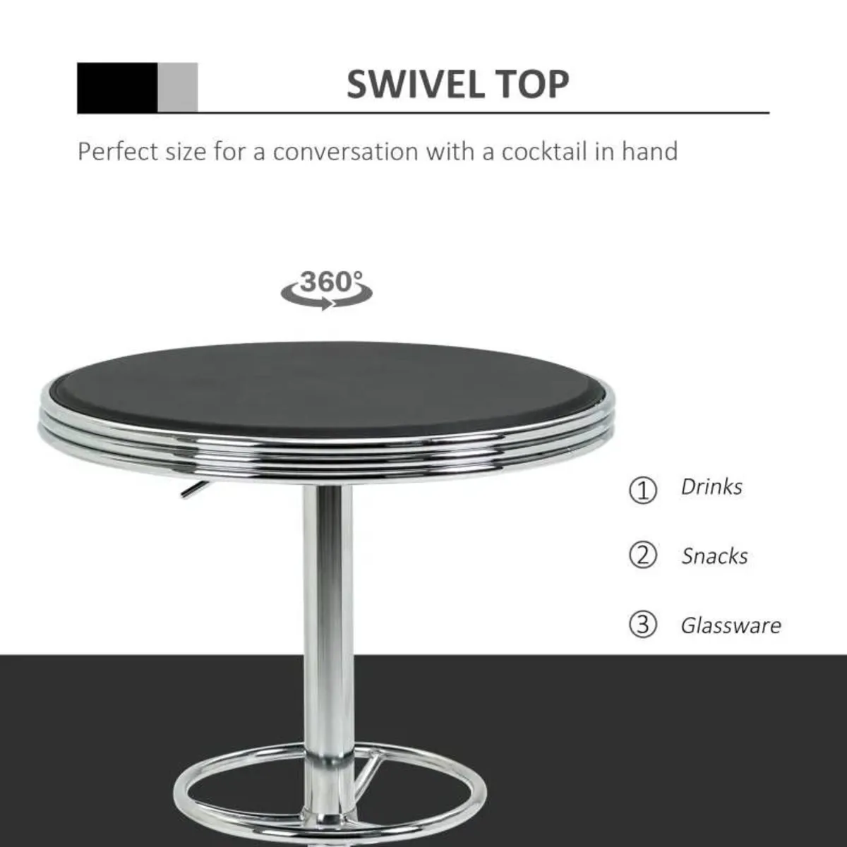 Aluminium Bar Table with Footrest Black - Image 1