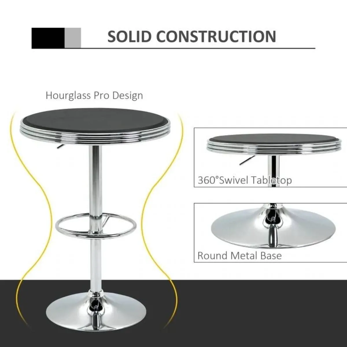 Black High Bar Table Aluminium Footrest - Image 2